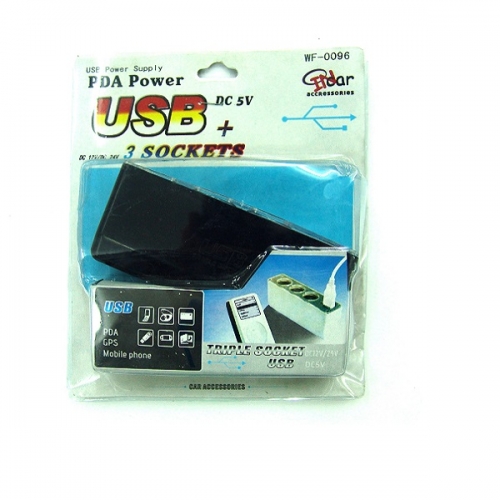 Разветвитель прикуривателя 3 изделия +USB порт PO-1251