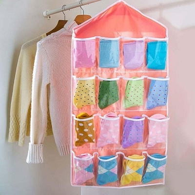Органайзер для хранения нижнего белья и носков на 16 кармашков. Candy color wardrobe wall mounted