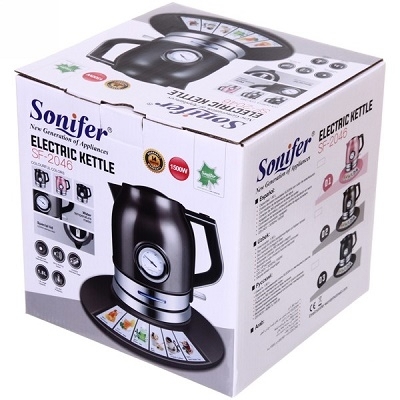 Чайник электрический Sonifer с термометром, объем 1.8л, мощность 1500w SF-2046