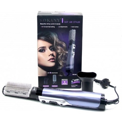 Фен-расческа SOKANY для укладки волос с 2-я насадками, мощность 1000w HB-841-2