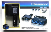 Разветвитель прикур.(тройник) с USB портом и разъем под прикуривателя - Olesson 1527 RZ-648