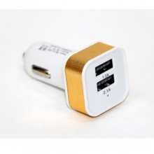 авто зарядка 2 USB, 1A+2,1A (A8) (металлический,квадратный)